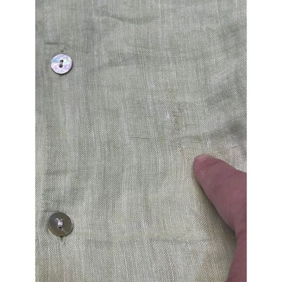 J.Jill Women Love Linen Peplum Back Tunic top sz large Button Up Pintuck Pleated - Picture 11 of 12